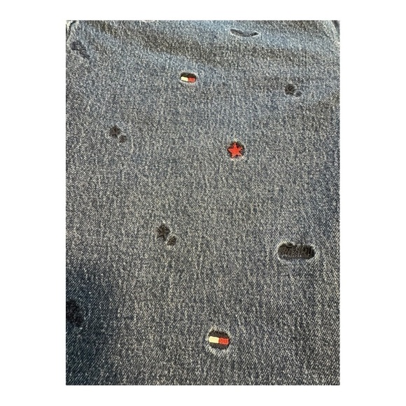 Tommy Hilfiger High Rise Paper Bag Style Mom Jeans With  Embroidery - Size 14 - Picture 5 of 16